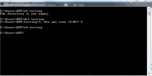 Removing directory using Windows command prompt