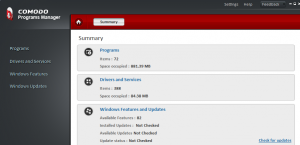 Comodo Programs Manager interface