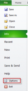 Excel 2010 options