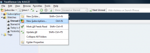 Subscribing to new RSS feeds and folders