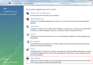 Display settings in Windows