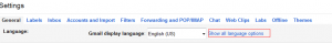 Language settings in Gmail
