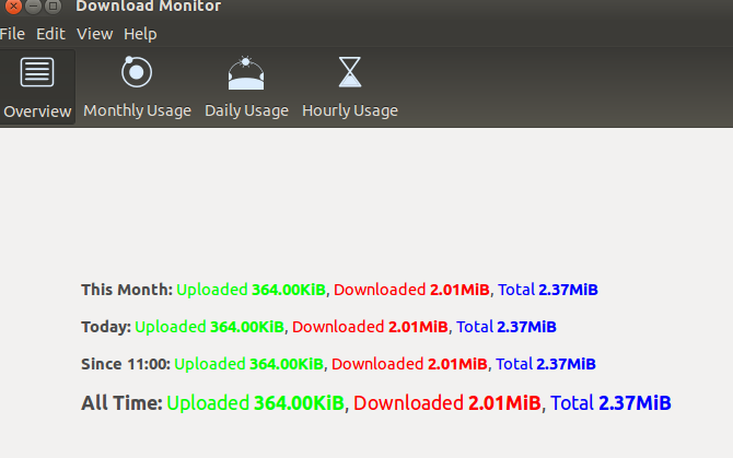 Overall data usage stats displayed by Download Monitor