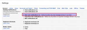 Enable new emails desktop notification