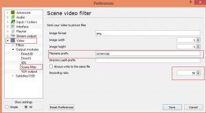 Video and scene filter settings in VLC