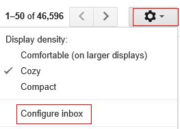 Configure Gmail inbox view