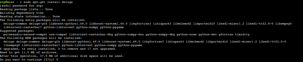 Installing Deluge in Linux Mint/Ubuntu