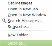 Settings for the RSS feed subscription in Thunderbird