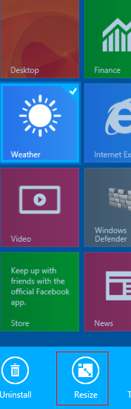 Resizing tiles in Windows 8.1