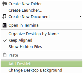 Adding desklets in Linux Mint 15