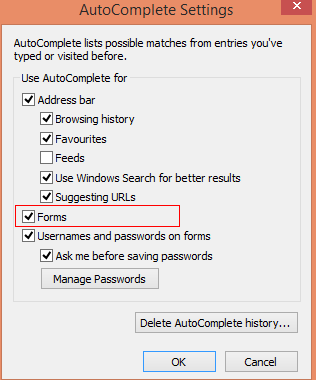 Configure autocomplete for forms in IE 11