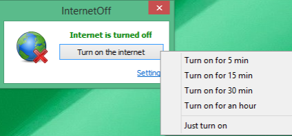 Turn on internet using InternetOff