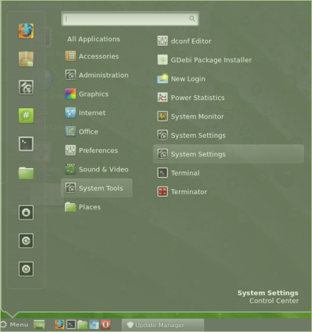 Accessing system settings in Linux Mint 15