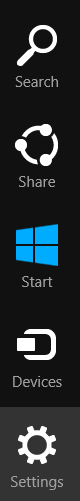 Windows 8.1 charm bar