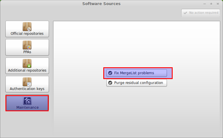 Fixing Mergelist problems option in Linux Mint 15