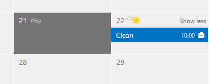 event scheduled in outlook.com calendar