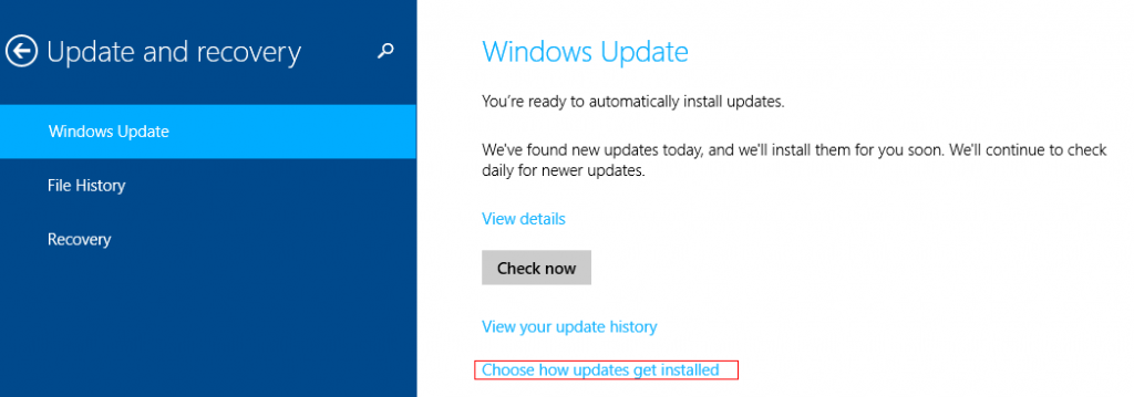 Windows Update settings in Windows 8.1