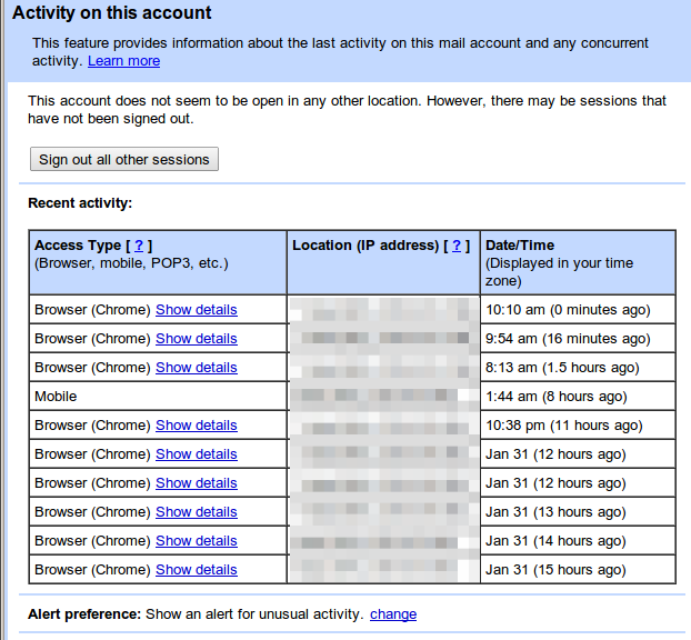 login activity details in Gmail