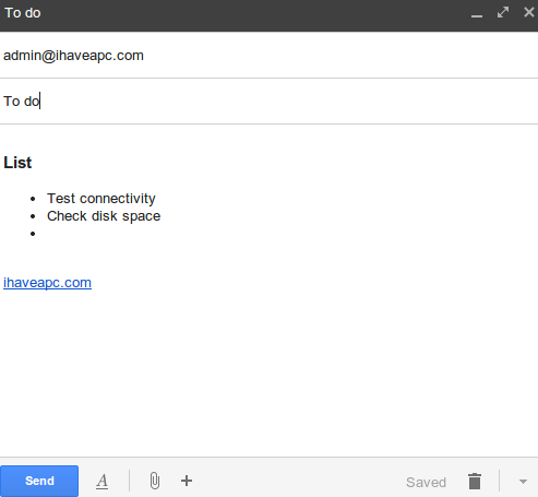 Sending the task list to recipients through Gmail interface