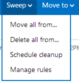 Choosing emails for sorting in Outlook.com