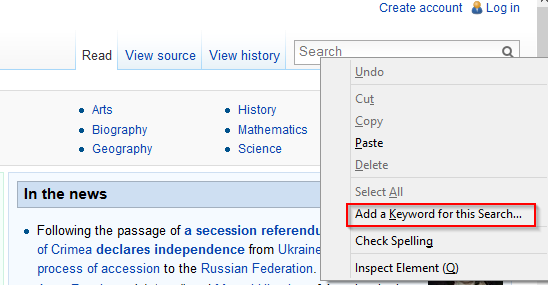 adding a smart keyword in Firefox