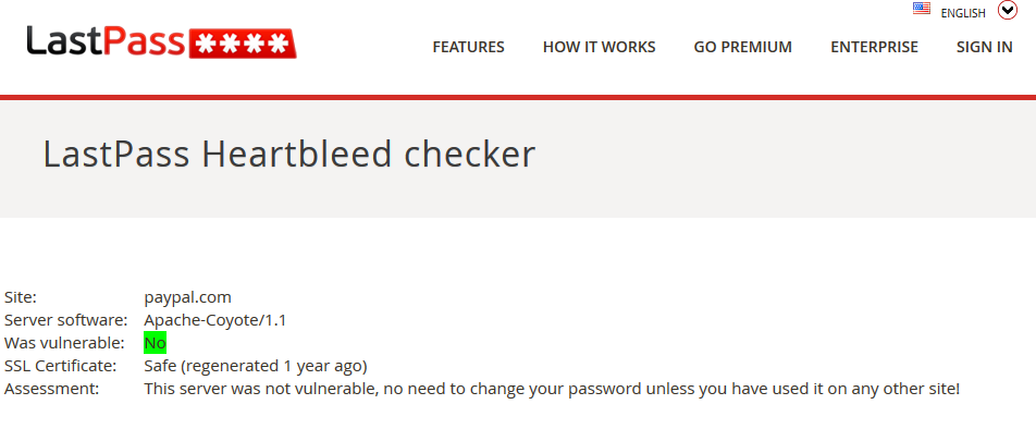 Heartbleed checker from LastPass