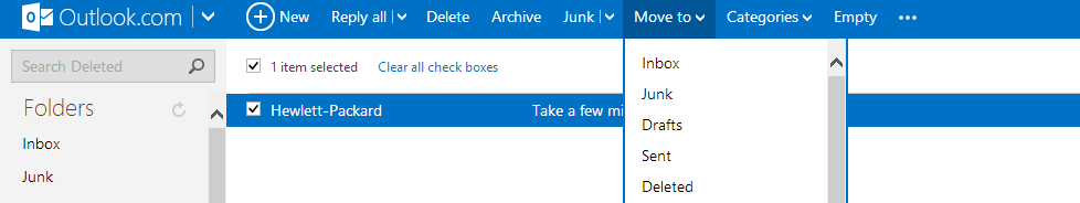 Messages that are recovered in Outlook.com