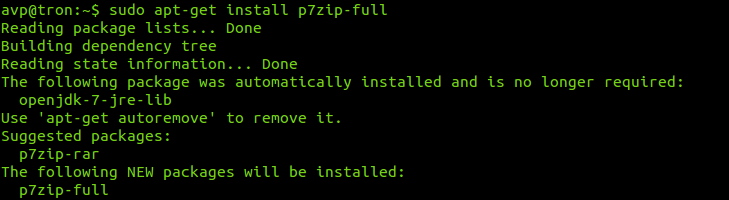 installing 7zip in Ubuntu