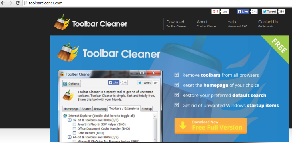 Toolbar Cleaner homepage