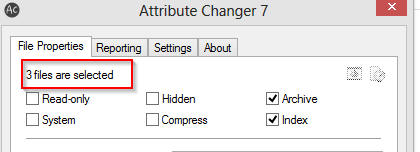 selecting multiple files for changing attributes using attribute changer