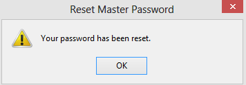 Master password reset complete in Firefox