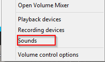 accessing sounds option in Windows 8