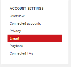Changing email notification settings in YouTube