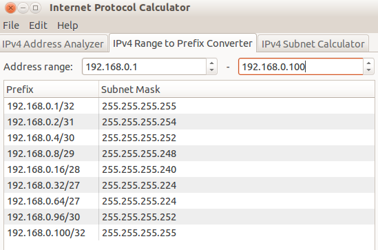 IPv4 range to prefix converter