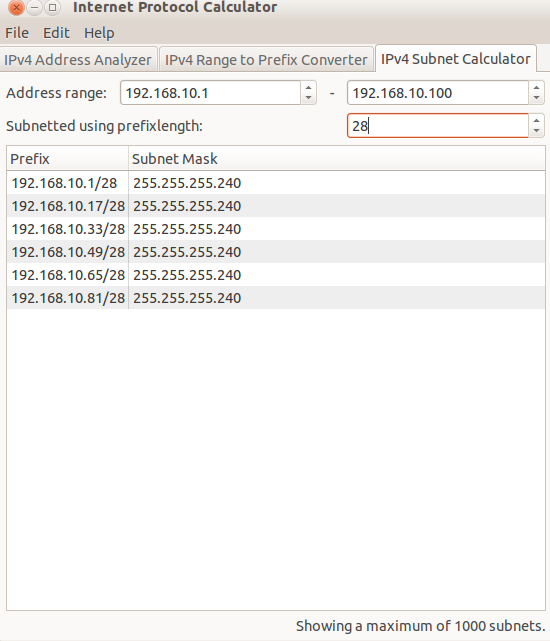 IPv4 subnet calculator