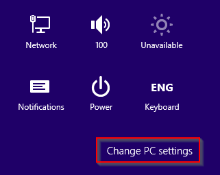 Changing PC settings in Windows 8