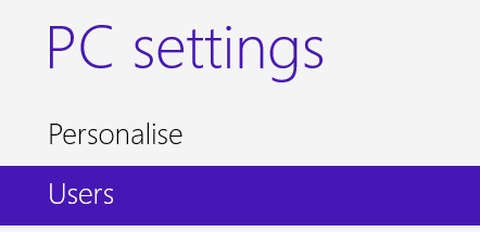 User settings in Windows 8