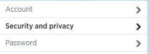 Security and privacy tab in Twitter