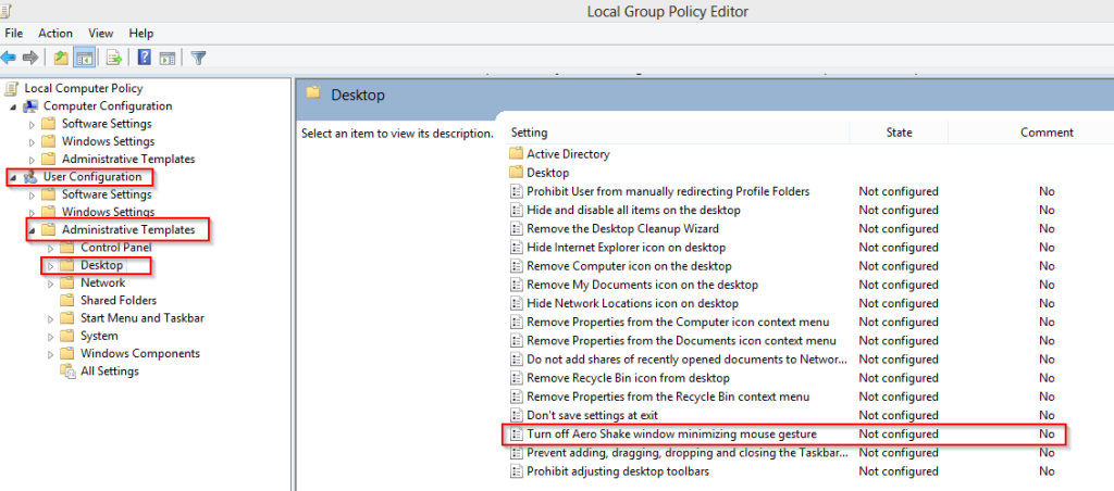 local group policy editor opened in windows 8