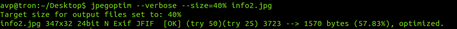 optimizing jpg images by a certain % by using jpegoptim