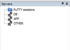 List of server profiles available in MTPutty