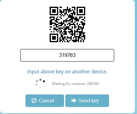 Authentication code for transfer of files in Send Anywhere