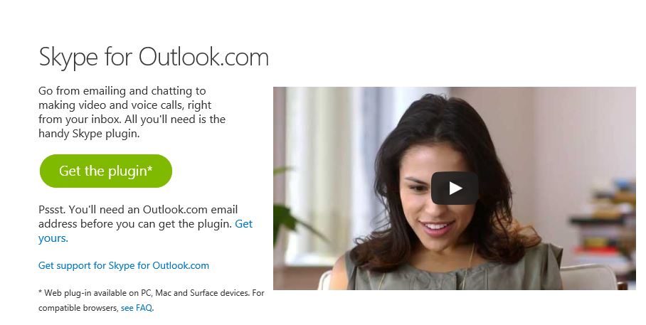 Skype for Outlook.com plugin download