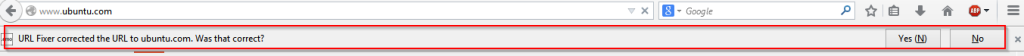 URL Fixer showing correct web address