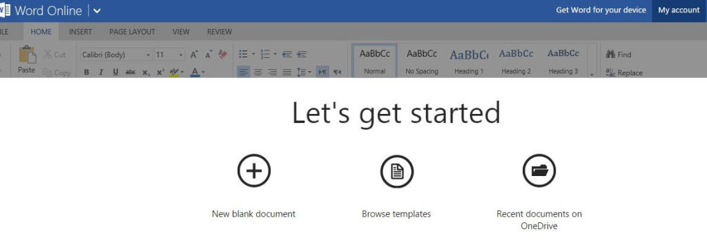 Creating or editing documents using Word Online