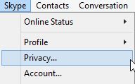 accessing privacy options in Skype