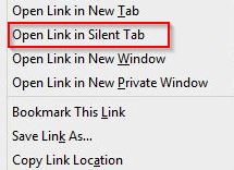 open links in silent tab in Firefox