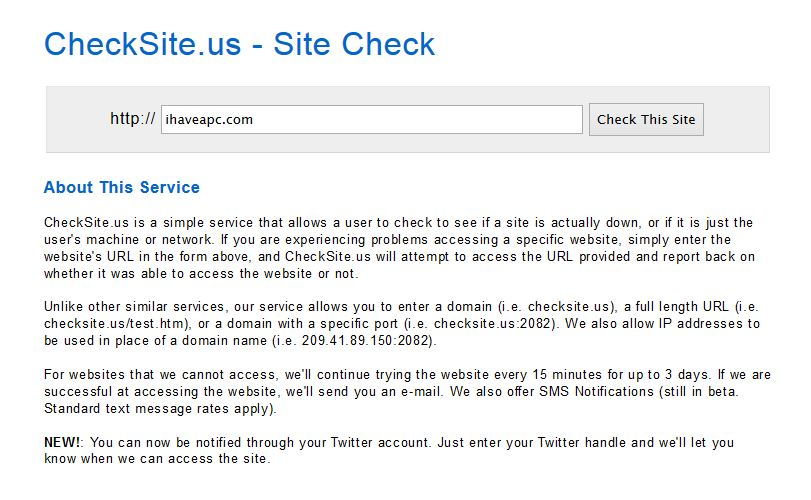 checksite.us home page