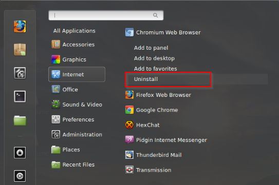 uninstall programs from Cinnamon menu in Linux Mint 17 Qiana