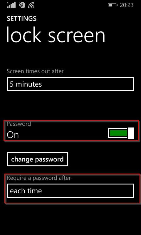 enabling a password for screen lock